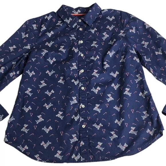 Talbots CLASSIC COTTON SHIRT - SWEET DOG, Scottie dogs & candy canes size medium - Picture 4 of 13